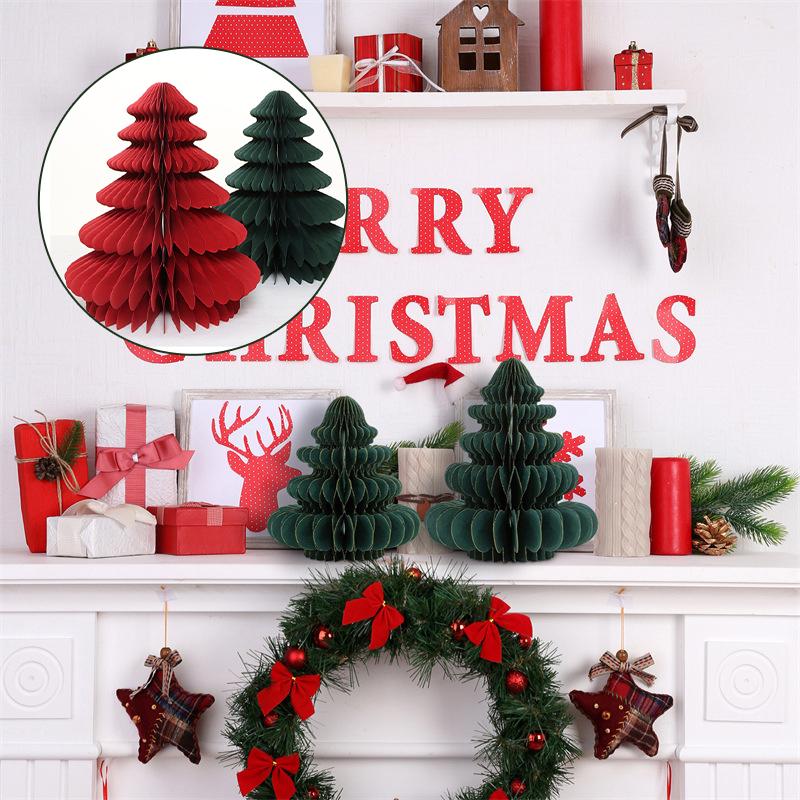 Faltbare Weihnachtsmann-Ornamente 3D Papierwaben-Weihnachtsparty-Requisiten 2026 Festival Schreibtisch DIY Bastelarbeit