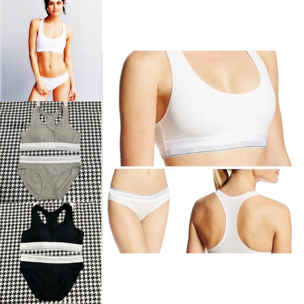 Womens Sports Bra And Panties Set Cotton Padded Wireless For Running And Fitness