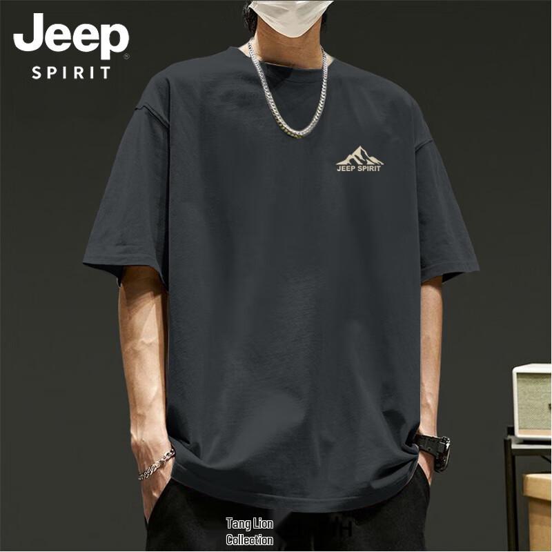 JEEP SPIRIT Men s Casual Print Pure Cotton Round Neck Short Sleeve T-Shirt 2XL