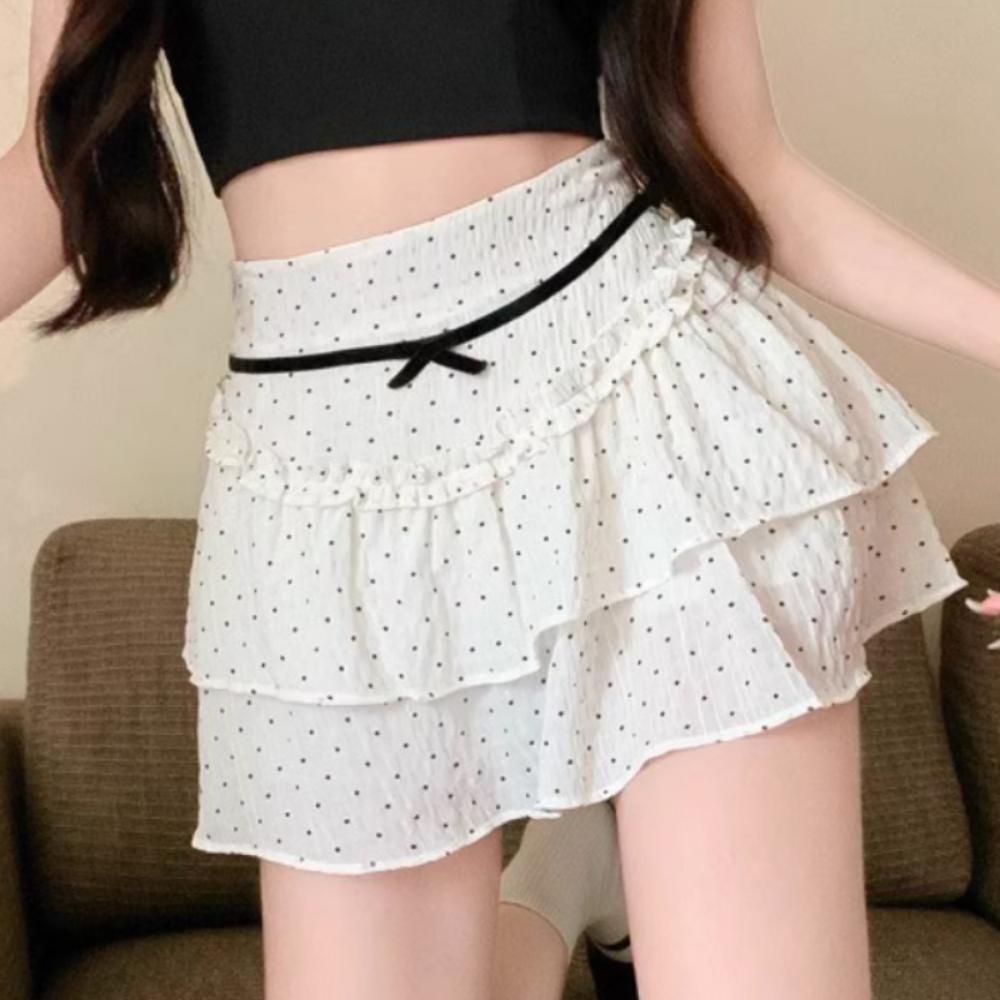 

Polka Dot Ballet Cake Skirt for Women with Puffy Little Ones Sweet High Waist Slim Short Trendy XL чорний