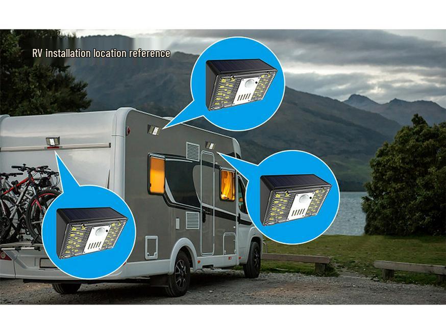 Solar Alarm Wall Light with Sound, Infrared Motion Sensor for RV, Camping, Courtyard, or Front Door Lighting