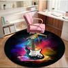 Colorful Guitar Dreams round carpet Chair cushion Round Entryway Rug, Soft Round Rugs for Living Room, Bedroom, Circle Carpet decor gifts