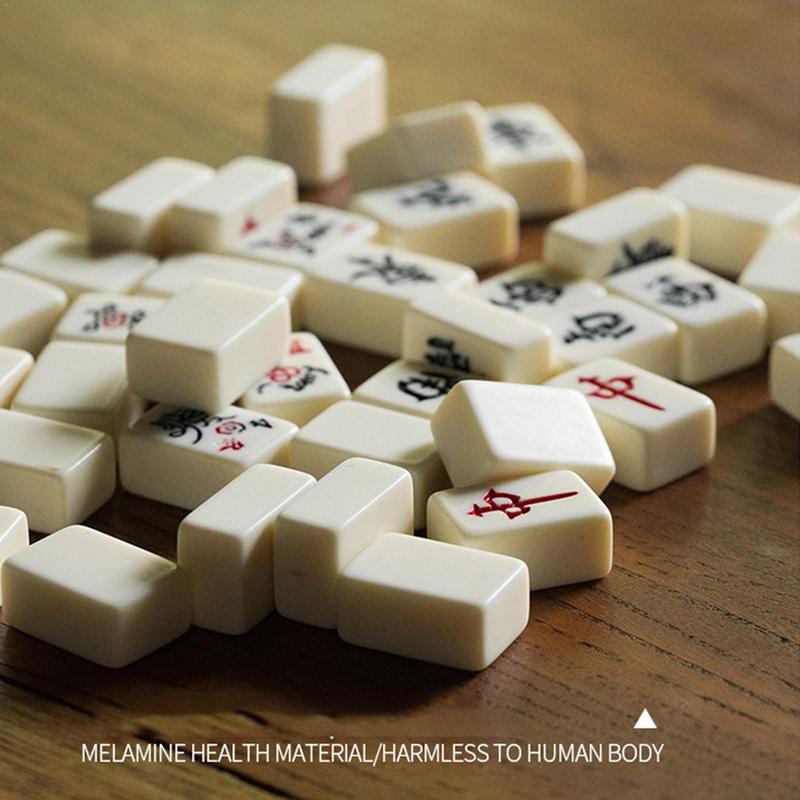 Set Gioco Mahjong Cinese 144 Mini Tessere Bianche Incise Per Riunioni di Famiglia Per Gioco Stile Cinese Tempo Libero in Famiglia