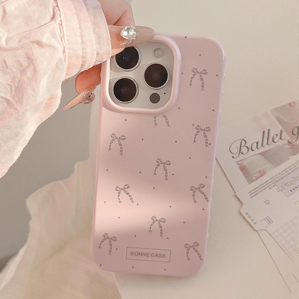 Artistic Pink Bow Phone Case Suitable for Apple Phones