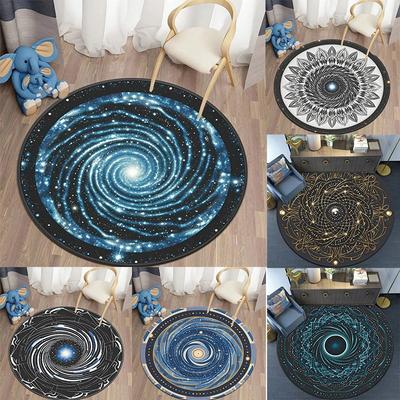Galaxy Vortex Holographic Horizon Round Carpet, Metaverse Simulated Sci-Fi, Game Room Carpet, Computer Desk & Chair Floor Mat