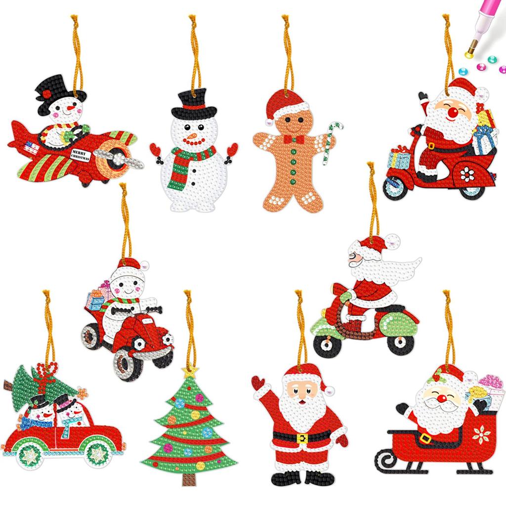 5/10 Stück/Set Weihnachtsdekoration Diamantmalerei Anhänger Spezielle Form Bohrer 5D DIY Hängendes Ornament Spotbohrer Cartoon Einseitig