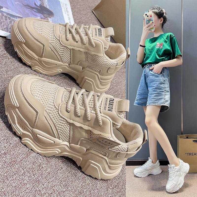 Hong Kong Style Dad Shoes Women Ins Tide Street Internet Celebrity 2025 Summer New Versatile Little White Thick Sole Wear-resistant Leisure Sports