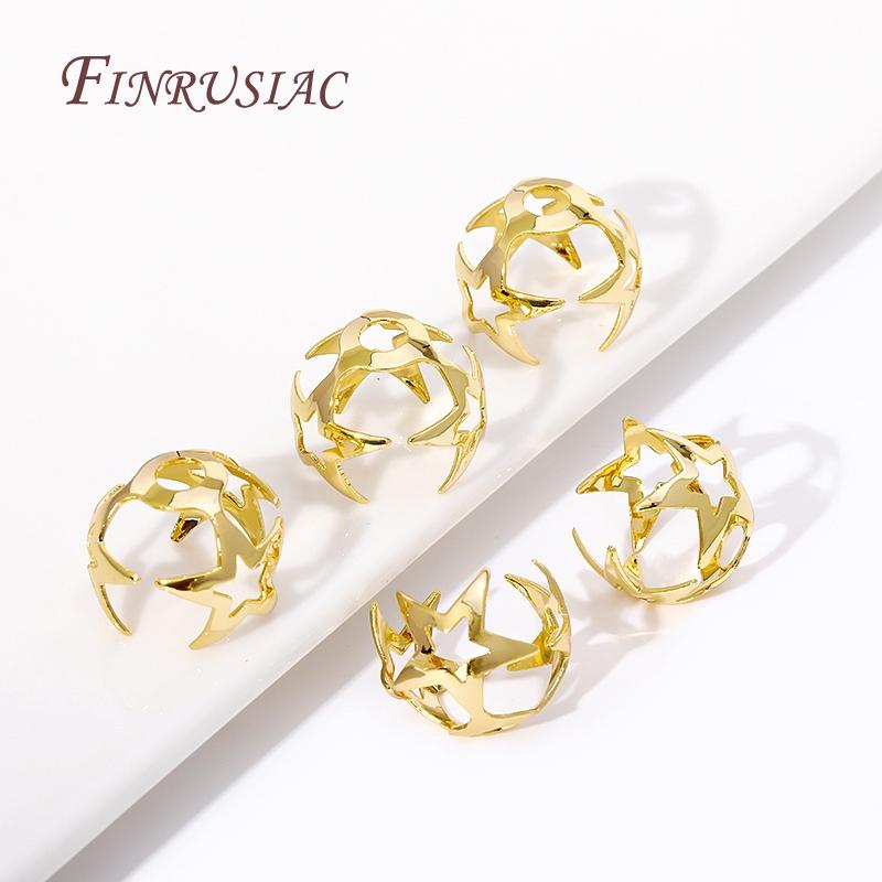 18K Gold Plated Brass Flower Bead Cap Large Star Shape Beads Caps for Beads DIY Beading Jewelry Making Supplies Wholesale