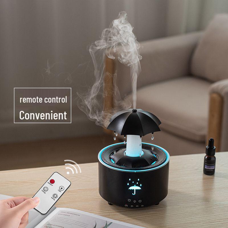 Rotating Umbrella Aroma Diffuser: Large Mist Humidifier with Seven-Color Lights & Remote Control
