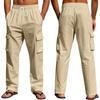 Pantaloni cargo da uomo in lino, larghi, casual, leggeri, traspiranti, multitasche, quattro stagioni