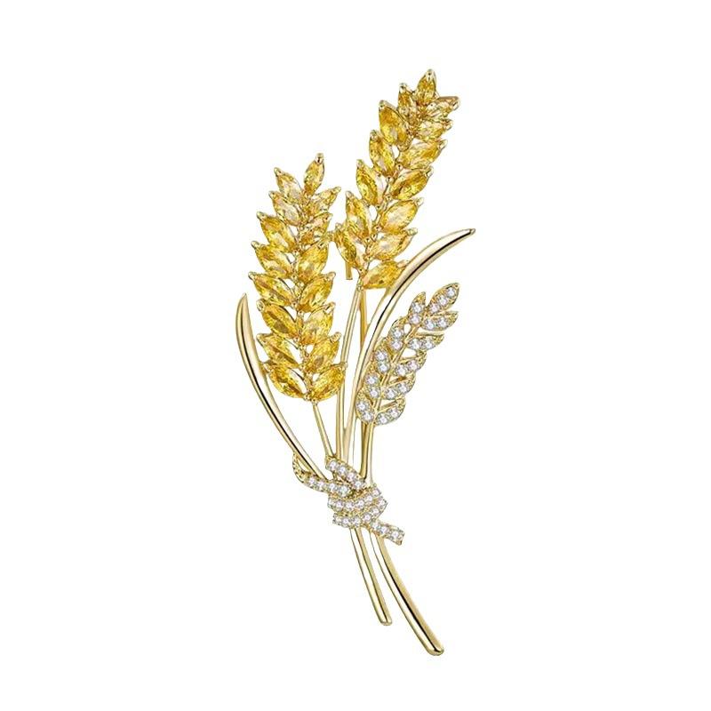 Delicate Wheat Ear Brooch High-End Women'S Light Luxury Niche High-End Design Corsage Temperament Coat Pin Accessories