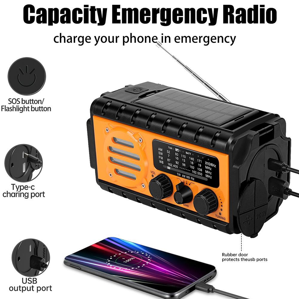 Hand Crank Emergency Radio 20000mAh Solar Radio SW/AM/FM Survival Radio with Flashlight Reading Lamp SOS Alarm