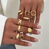 10Pcs/Set Vintage Tiger's Eye Rings Set for Women Girls Irregular Metal Aesthetic Ring Fine Jewelry Fashion Party Accessories