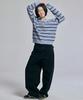 AWESOME STUDIO Multi-Stripe Collar Knit Sky Blue