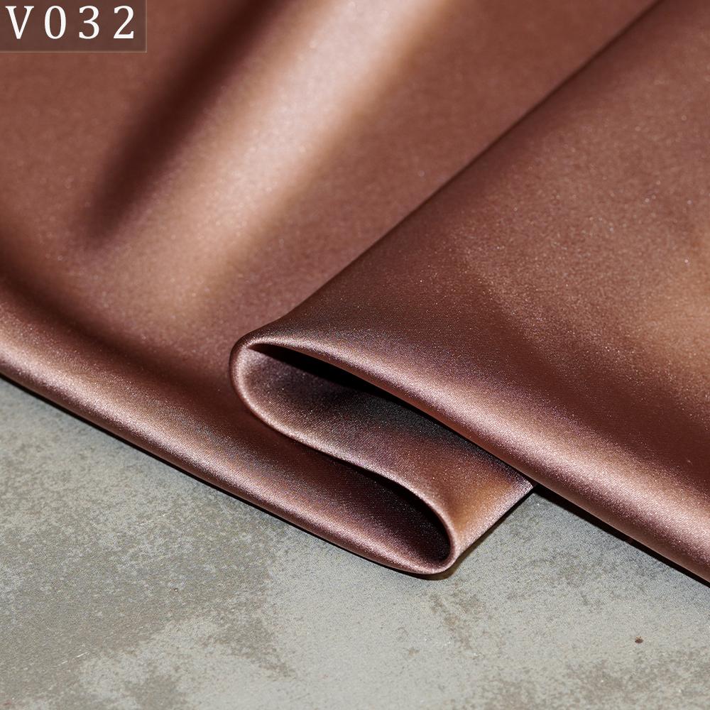 HYSK Natural Genuine Pure 100% Silk Crepe Satin Fabric Silk China Duchess Plain Brown by Meter for Dress Bedding Wedding