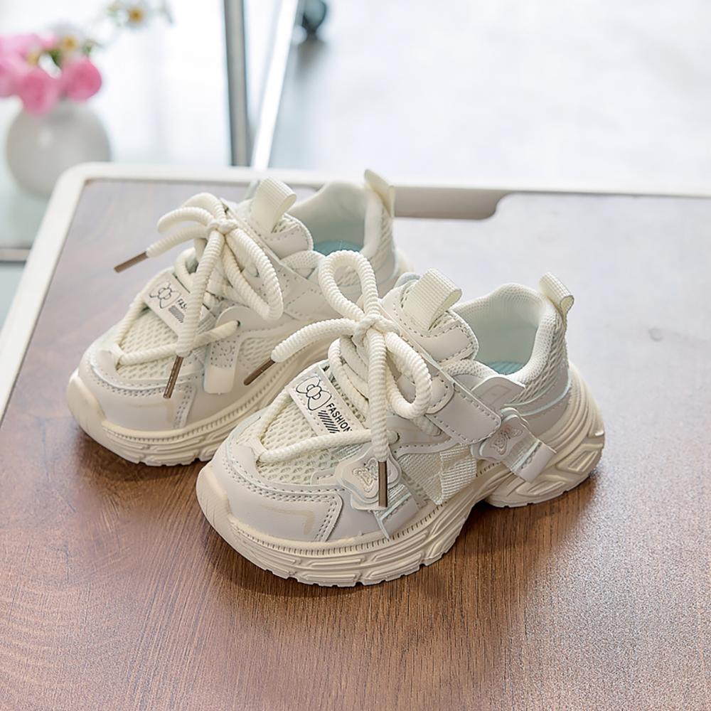 

PU Leather Sport Shoes For Girls Anti-slippery Soft-soled Kid s Sneakers Trend Fashion Boy s Girl s Running Shoes Toddler Shoes 23 бежевий