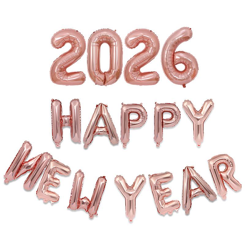 2026 Aluminium Foil Number Balloons New Year Balloon Package New Year's Eve Balloon Decoration for Christmas Eve Festival Party
