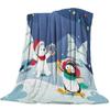 Custom Blanket Home Textile Penguin Cartoon Background Feet Flannel Weighted Blanket Warm Soft Throw Sofa Bed Travel Blankets
