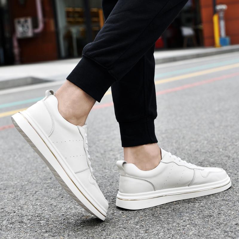 White Sneakers Man Genuine Leather Mens Shoes High Quality Men Leisure Fashion Footwear Sneaker Luxe Skate Shoes Male Size 36-44