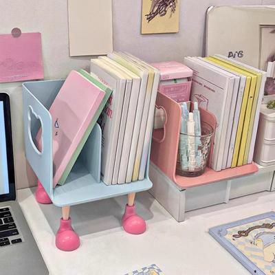 Organisateur de serre-livres Ours Yousheng avec étagères à plusieurs niveaux Jolie étagère de bureau pour bureau chambre d'étudiant Étagère de rangement en plastique peu encombrante pour livres dossiers