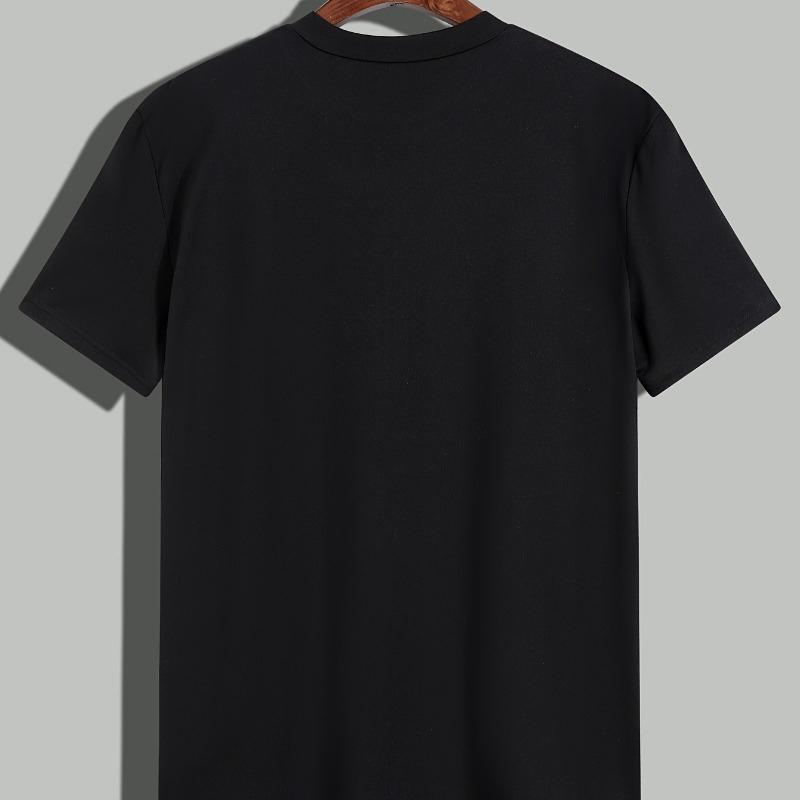 Men's Printed Polyester Short Sleeve T-Shirt, Quick-Dry Breathable & Lightweight, Ideal for Summer Outdoor