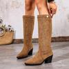 Winter 2025 New Pointed Toe Plus-size High-heeled Fashion Boots Women's Thick-heeled Sleeve Knight Boots