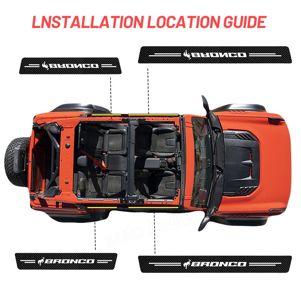 4Pcs Carbon Fiber Car Door Threshold Sill Sticker For Ford Bronco 2022 Sport Car Styling Accessories 4-Door