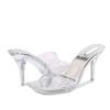 Fashion Liyke Summer Fashion Transparent Platform Slippers PVC Sandals Female Open Toe Perspex High Heels Clear Shoes Women Mules Slides