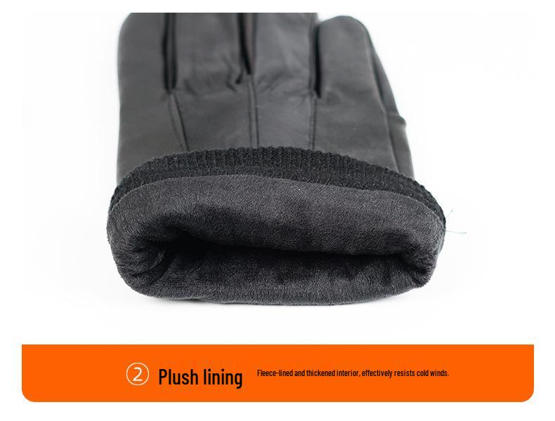 Unisex Genuine Leather Gloves for Winter, Motorcycle Riding, and Outdoor Activities