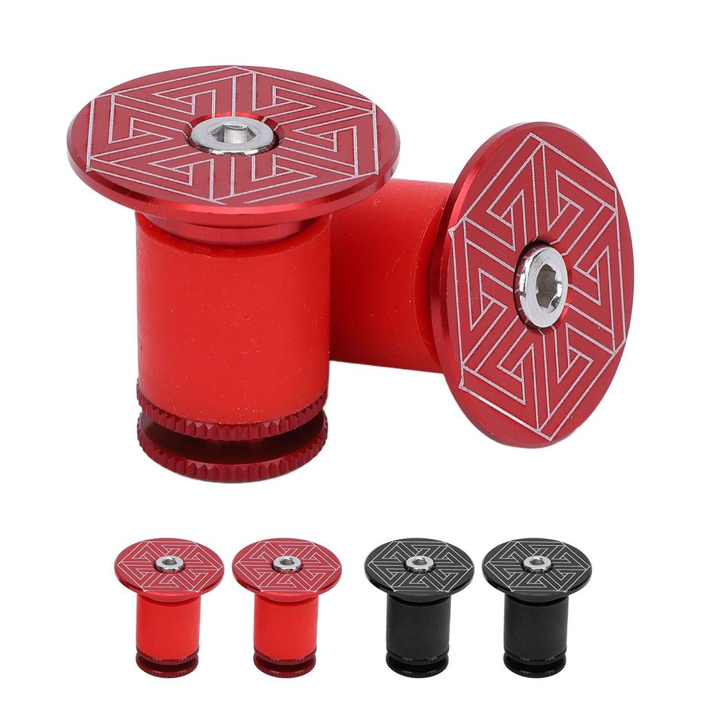 1 Pair of Handlebar Grip End Caps Aluminum Alloy Universal Bar Plugs for Mountain Road Cycling
