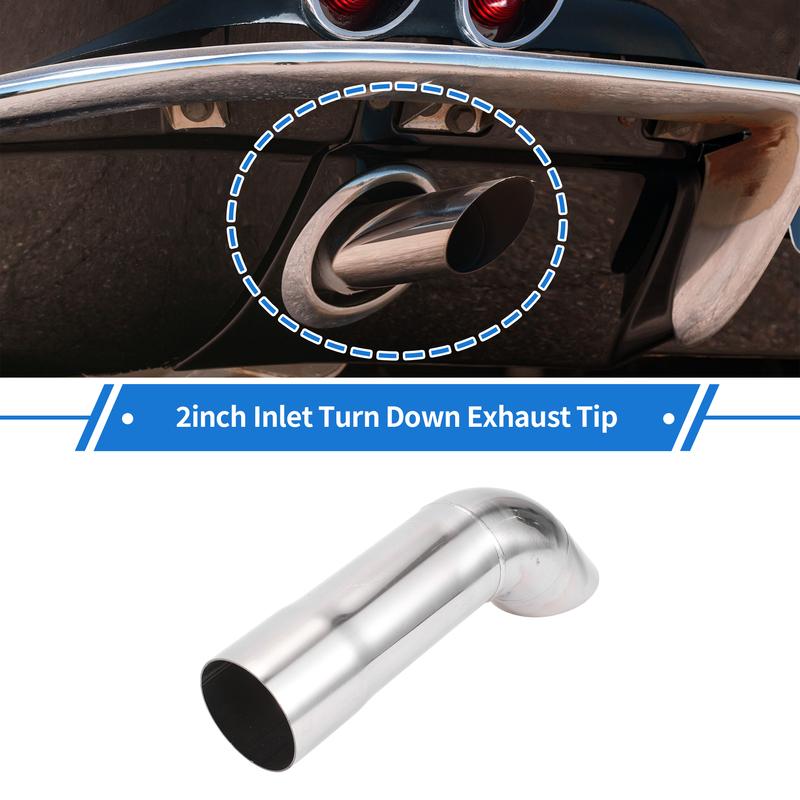 X Autohaux 51mm ID Inlet Turn Down Exhaust Tip T304 Stainless Steel Mandrel Bend Elbow Tube 230mm Length 125 Degree for Car