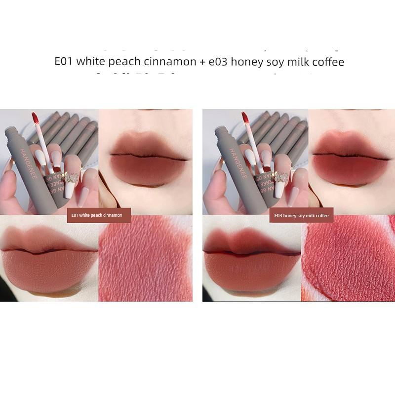 Fingertip Lip Lacquer Matte Finish Velvet Lip Mud Does Not Fade No Stain On Cup Niche Style Brand Student Plain Lipstick for Women