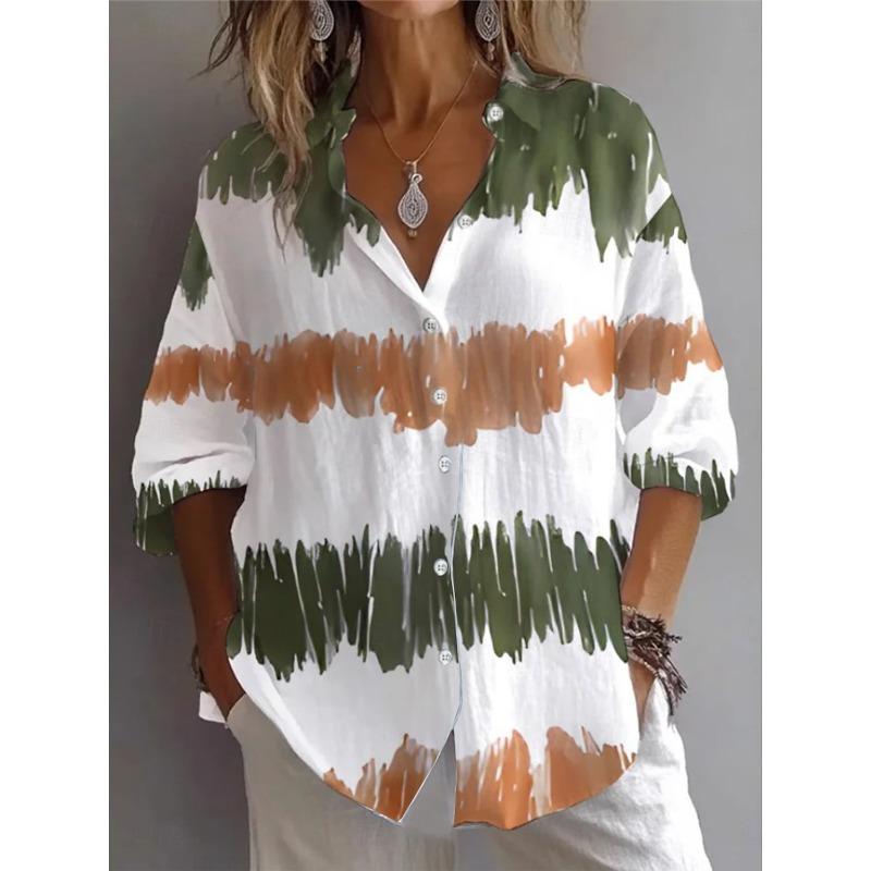 Sommer Damenhemd Blume Aktiv Stilvolle Bluse Reverskragen Bluse Damen Langarmhemden Damenbekleidung Damenkleidung