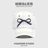 Korean Ins Embroidered Bow Bright Line Baseball Cap Female Sweet and Cute Spring and Summer Sunshade Baseball Cap Shows Small Face
