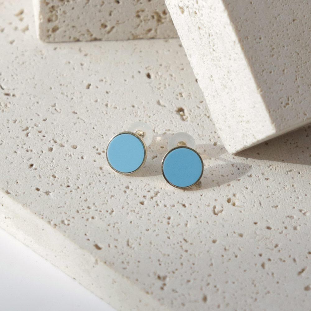 Dieuamour 14K Circle Gemstone Earrings (M) Daily Clean And Elegant Style