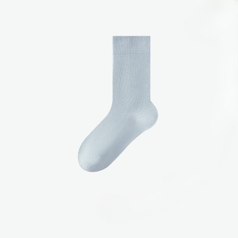 Female Spring and Autumn Pure Cotton Pure Color Antibacterial Deodorant Comfortable Boneless Tube Moon Socks
