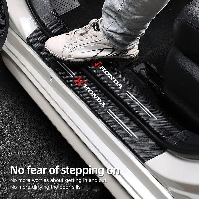 Car Front Rear Door Threshold Stickers Emblem Carbon Fiber For Honda Civic FIT Accord Prelude CRV 5th City CRZ CRX Jazz Pilot FJ6 Rlgc6