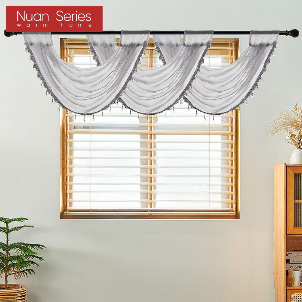 1PC Nuan Series Classic Versatile European Solid Color Lace Edge Curtain Head for Small Window Decor 70x42cm