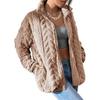 Women's Casual Zipper Knitted Stand Collar Sweater Long Sleeve Warm Coat