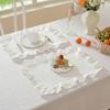 French Design Cloth Placemat Ruffle Edges Gingham Plaids Washable Table Mat For Banquets Wedding Parties Home Decors