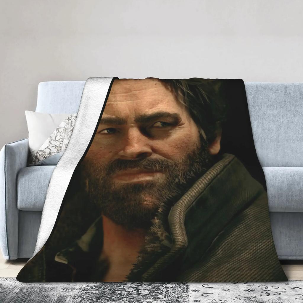 Arthur Morgan RDR Video Game Flannel Blanket Super Soft Winter Bedding Throw for Boys Girls Outdoor Fun Bedspread Cover