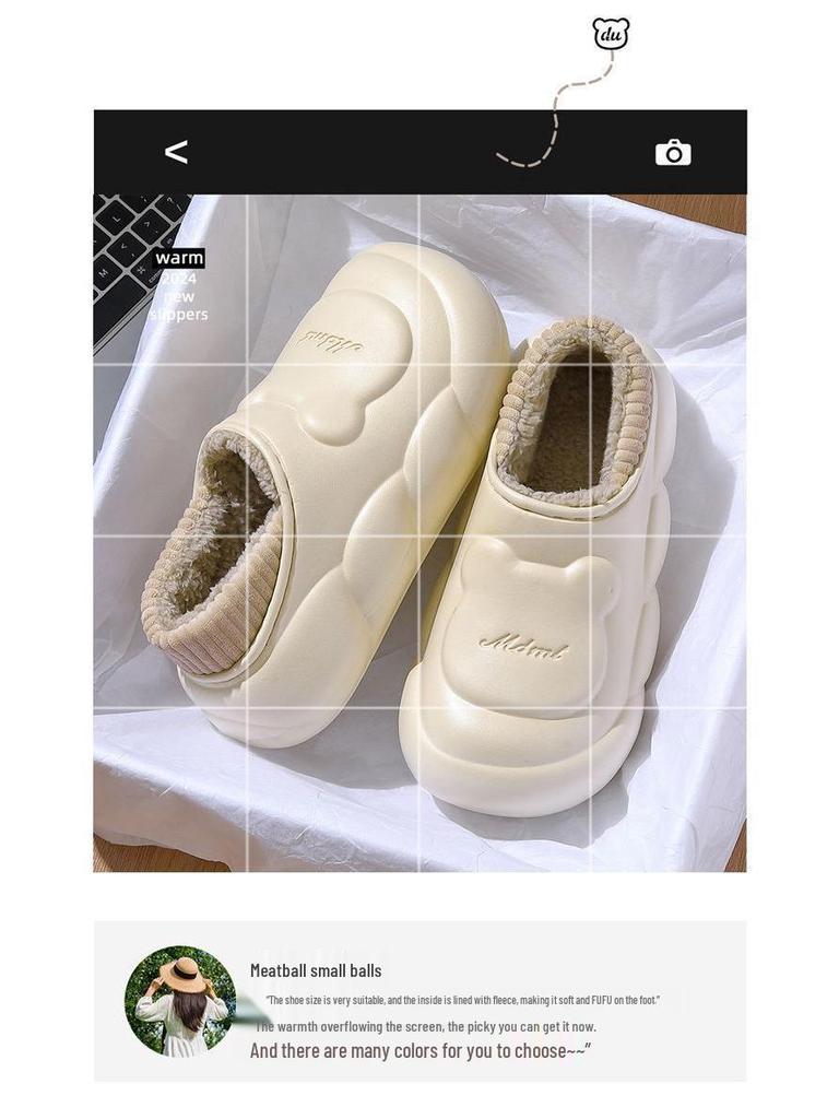 Women's Waterproof Bag and Fleece-Lined Cotton Slippers: Winter 2025 Warm, Thick, Outdoor Shoes