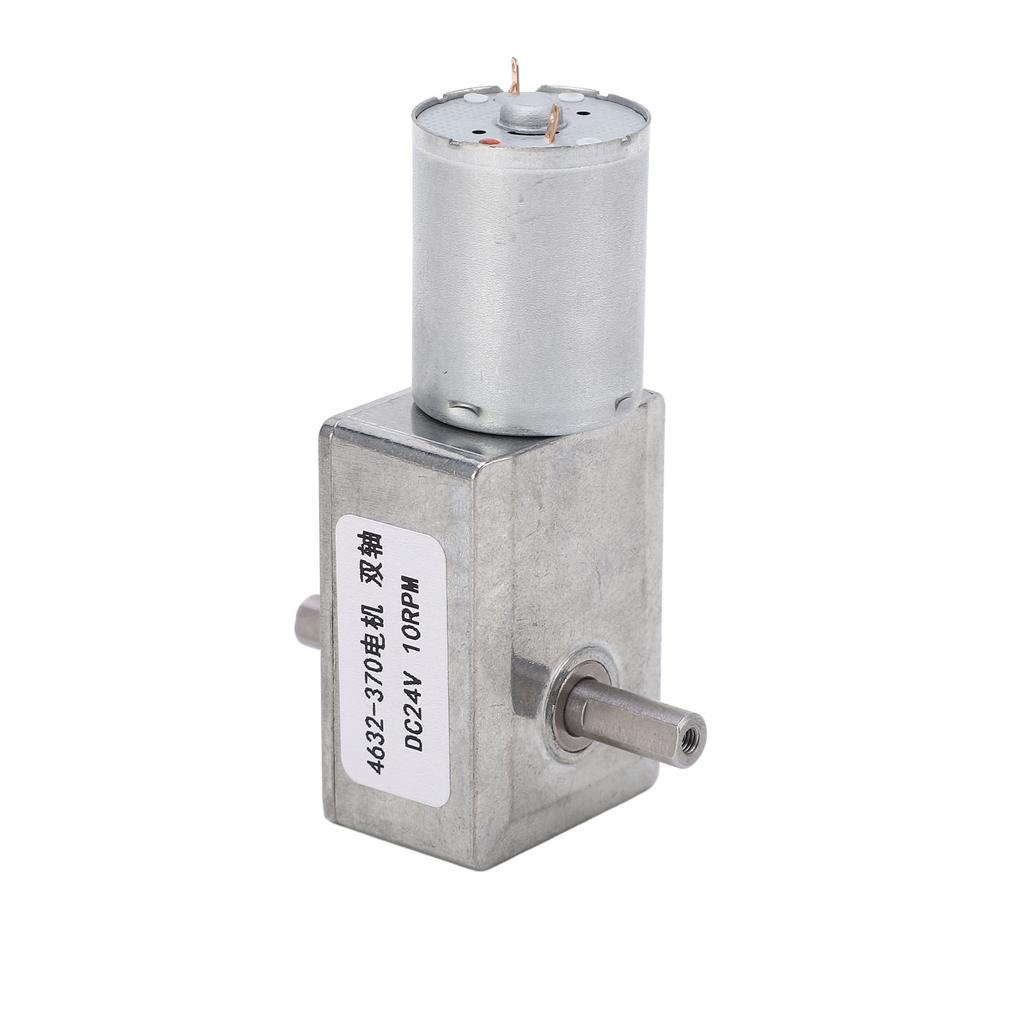 DC Worm Gear Motor 4632 370 Aluminum Brass Double Shaft Mini Turbine Worm Motor for Electric Fan DC24V 10RPM