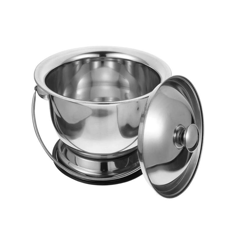 Portable Stainless Steel Chamber Pot With Lid Household Potty Urinal Bucket Bedsides Commode Bucket Easy to Use 1