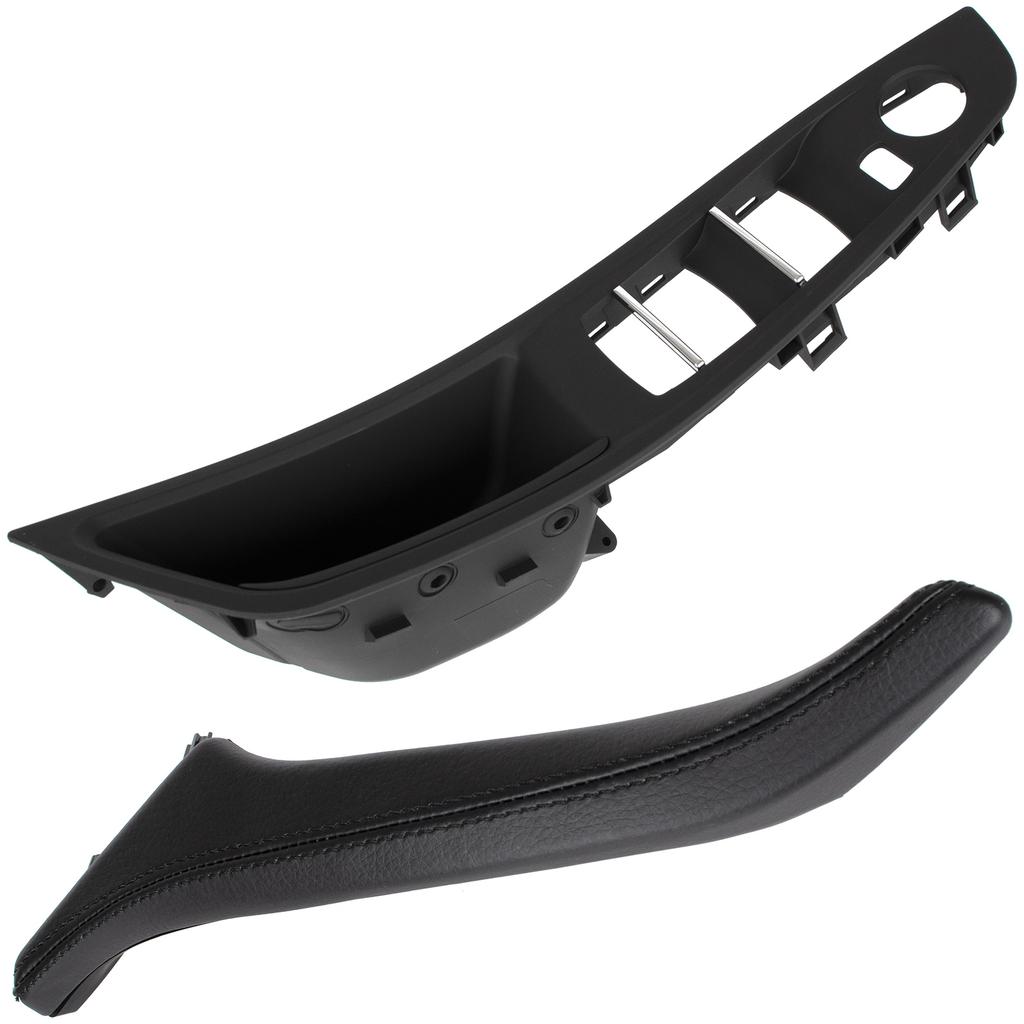BMW 5 F10 F11 09-17 Innenraumgriff Schwarz Vordertür Links 1-Loch & Innenraumgriff Schwarzes Leder Vordertür Rechts, 2-teiliges Set