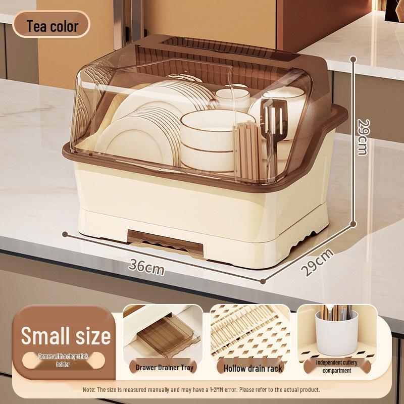 Large Capacity Kitchen Dish Cabinet with Lid - Dustproof Storage for Dishware, Cutlery, and Tableware