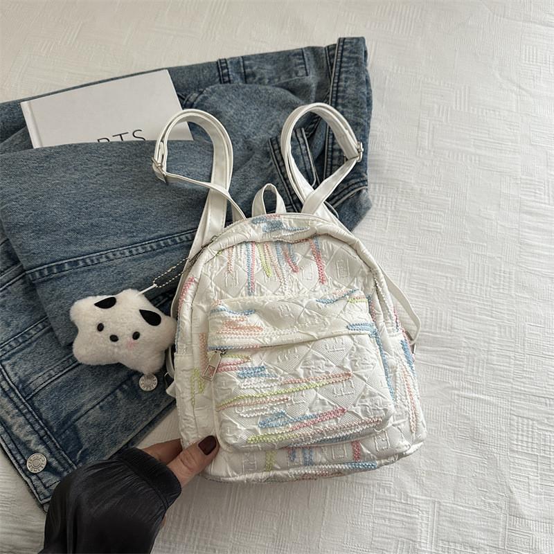 

Adorable Casual Summer Backpack For Girls Featuring Durable Stitching And Soft Fabric Without Pendant білий