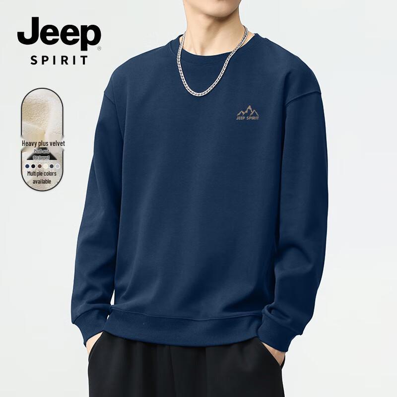 JEEP SPIRIT Men's Alpaca Fleece Lined Round Neck Sweatshirt