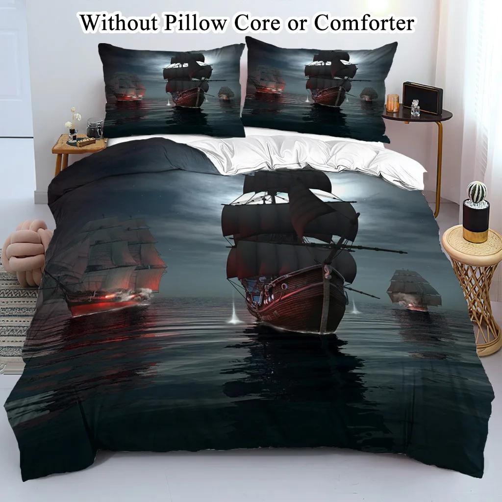 

Sailboat Soft Polyester Duvet Cover Set with Pillowcase for Bedroom Decor - Quilt Cover Gift for Birthday Halloween EU Twin(135x200cm)