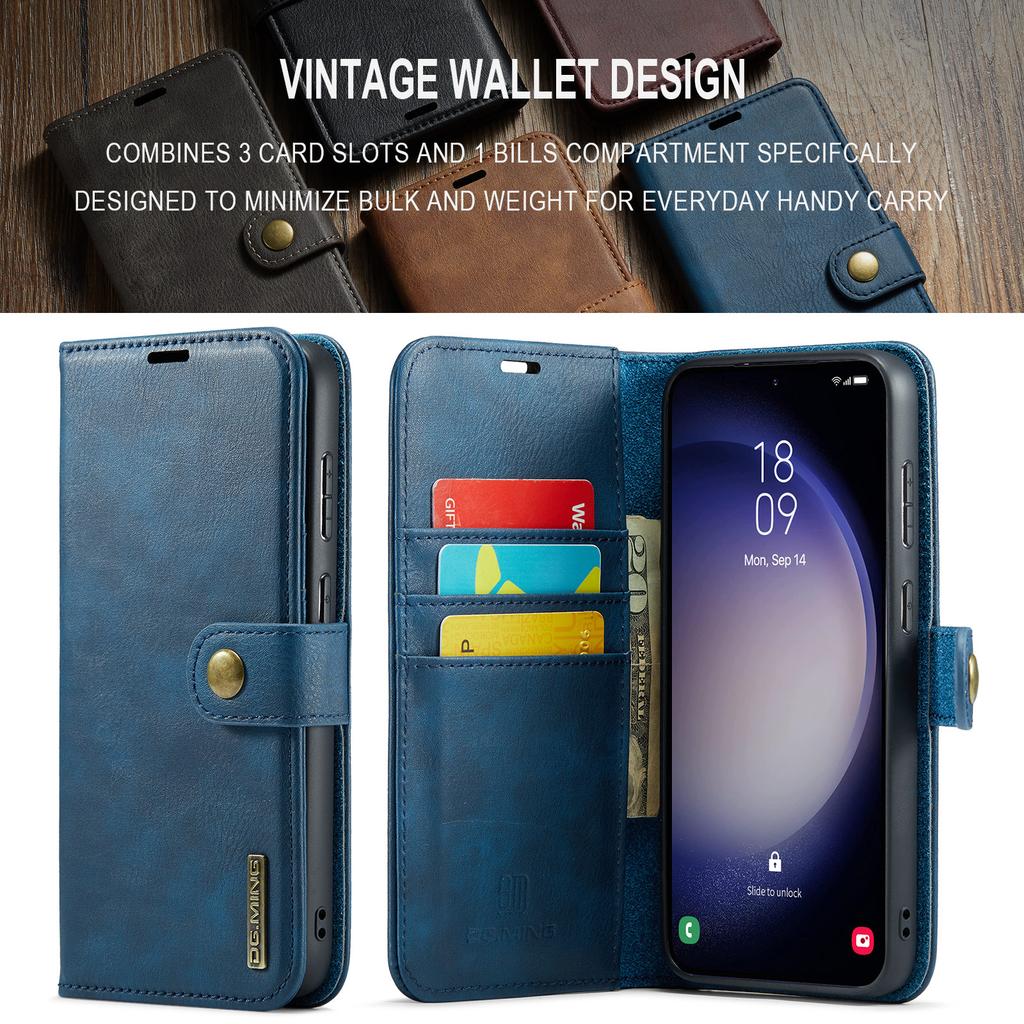 DG.MING for Samsung Galaxy S23 FE Detachable Phone Cover Split Leather Wallet Stand Phone Case